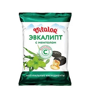 Виталор леденцовая карамель вкус эвкалипт/ментол/вит С 60г (Гуслица)