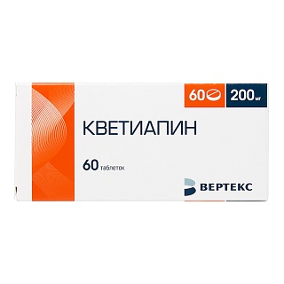 Кветиапин таб п/о 200мг N60 (Вертекс)