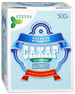 Сахар сладкий со стевия 500г (Сладкий мир)